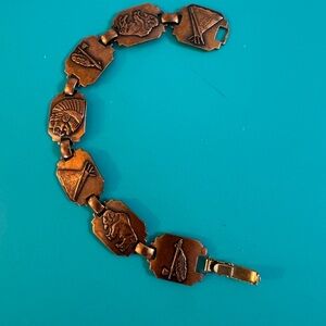 Vintage Copper-tone Western Motif Link Bracelet